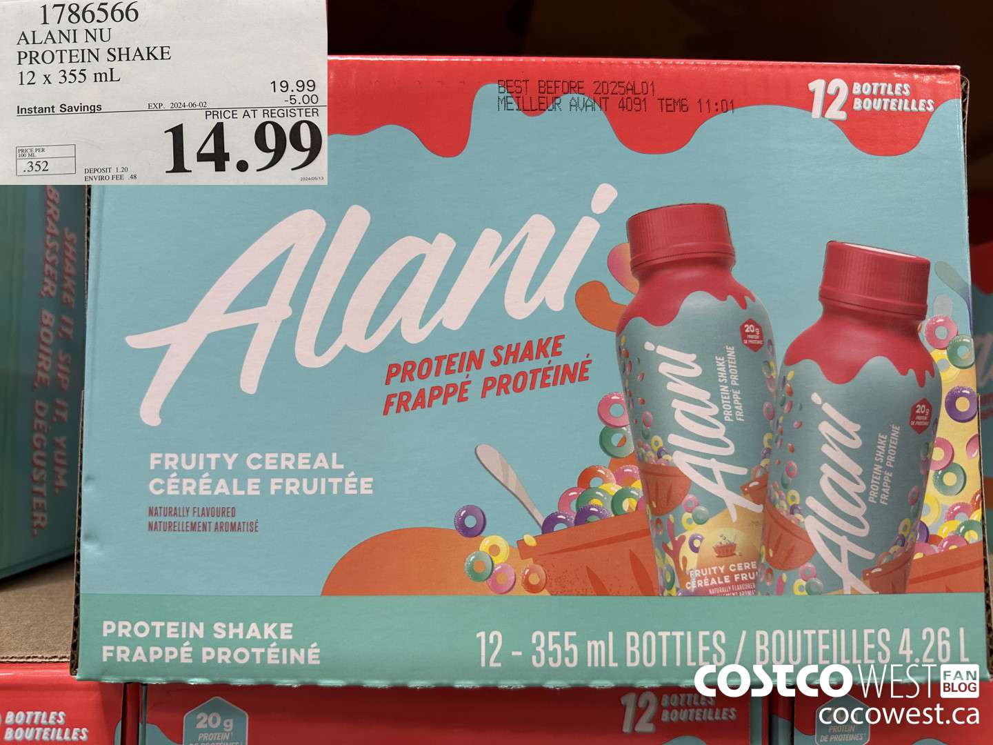 1786566 ALANI NU PROTEIN SHAKE 12 x 355 ML ($5.00 INSTANT SAVINGS EXPIRES ON 2024-06-02) $14.99