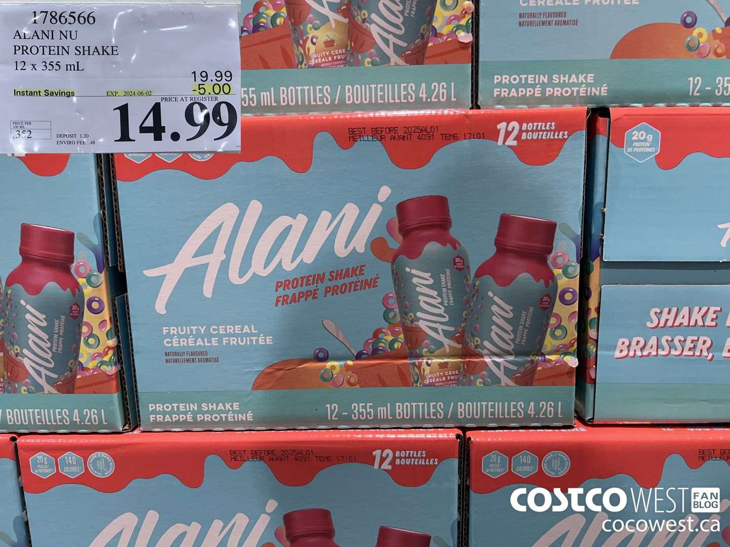 1786566 ALANI NU PROTEIN SHAKE 12 x 355 ML ($5.00 INSTANT SAVINGS EXPIRES ON 2024-06-02) $14.99