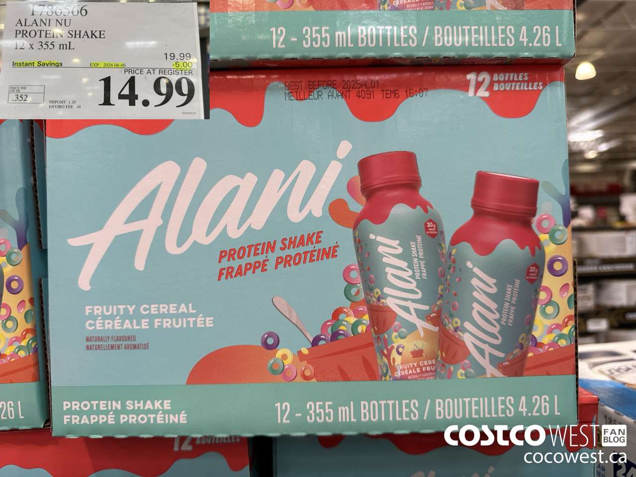 1786566 ALANI NU PROTEIN SHAKE 12 x 355 ML ($5.00 INSTANT SAVINGS EXPIRES ON 2024-06-09) $14.99