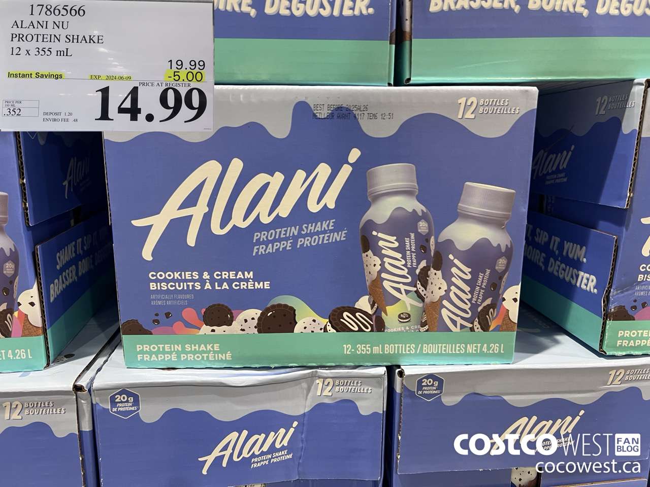 1786566 ALANI NU PROTEIN SHAKE 12 x 355 ML ($5.00 INSTANT SAVINGS EXPIRES ON 2024-06-09) $14.99