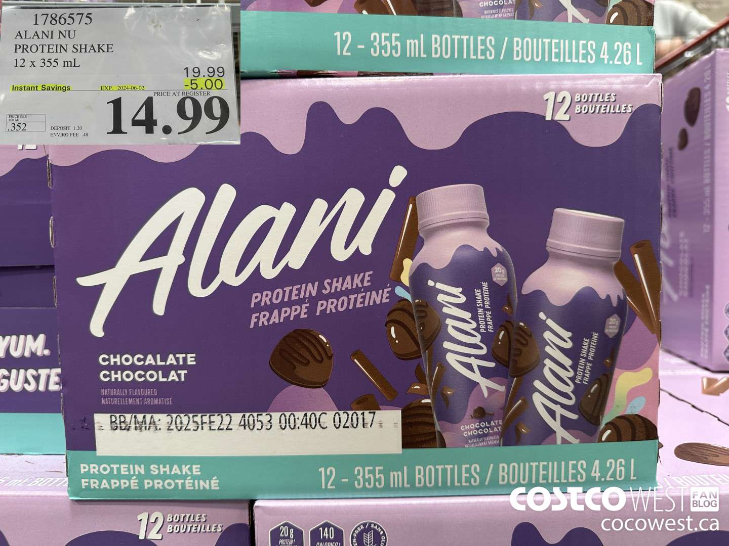 1786575 ALANI NU PROTEIN SHAKE 12 x 355 mL ($5.00 INSTANT SAVINGS EXPIRES ON 2024-06-02) $14.99