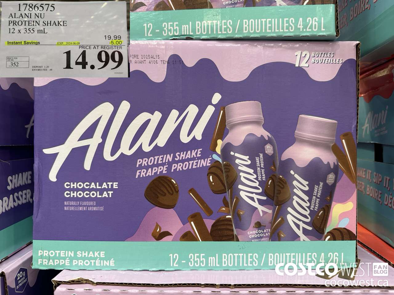 1786575 ALANI NU PROTEIN SHAKE 12 x 355 mL ($5.00 INSTANT SAVINGS EXPIRES ON 2024-06-09) $14.99