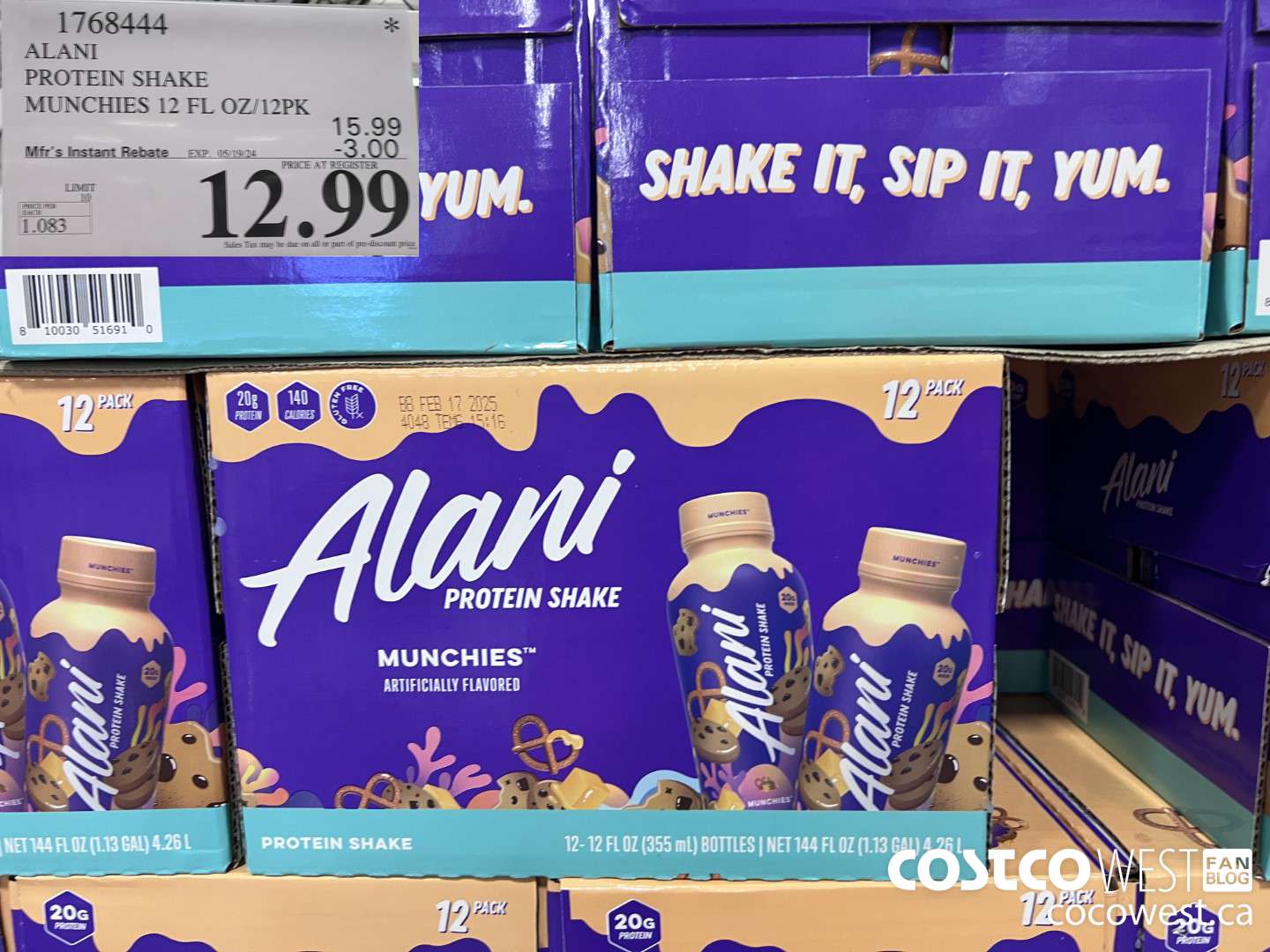 1768444 ALANI PROTEIN SHAKE MUNCHES 12 FL OZ/12 PK ($3.00 INSTANT SAVINGS EXPIRES ON 2024-05-19) $12.99