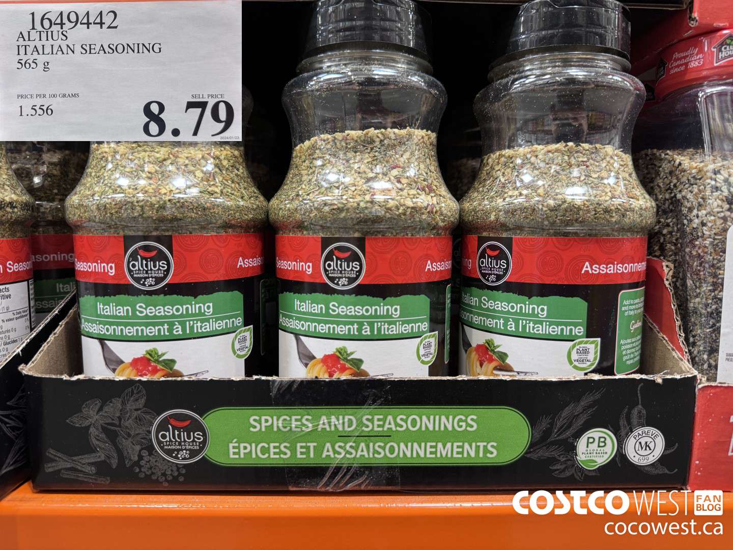 1649442 ALTIUS ITALIAN SEASONING 565 G $8.79