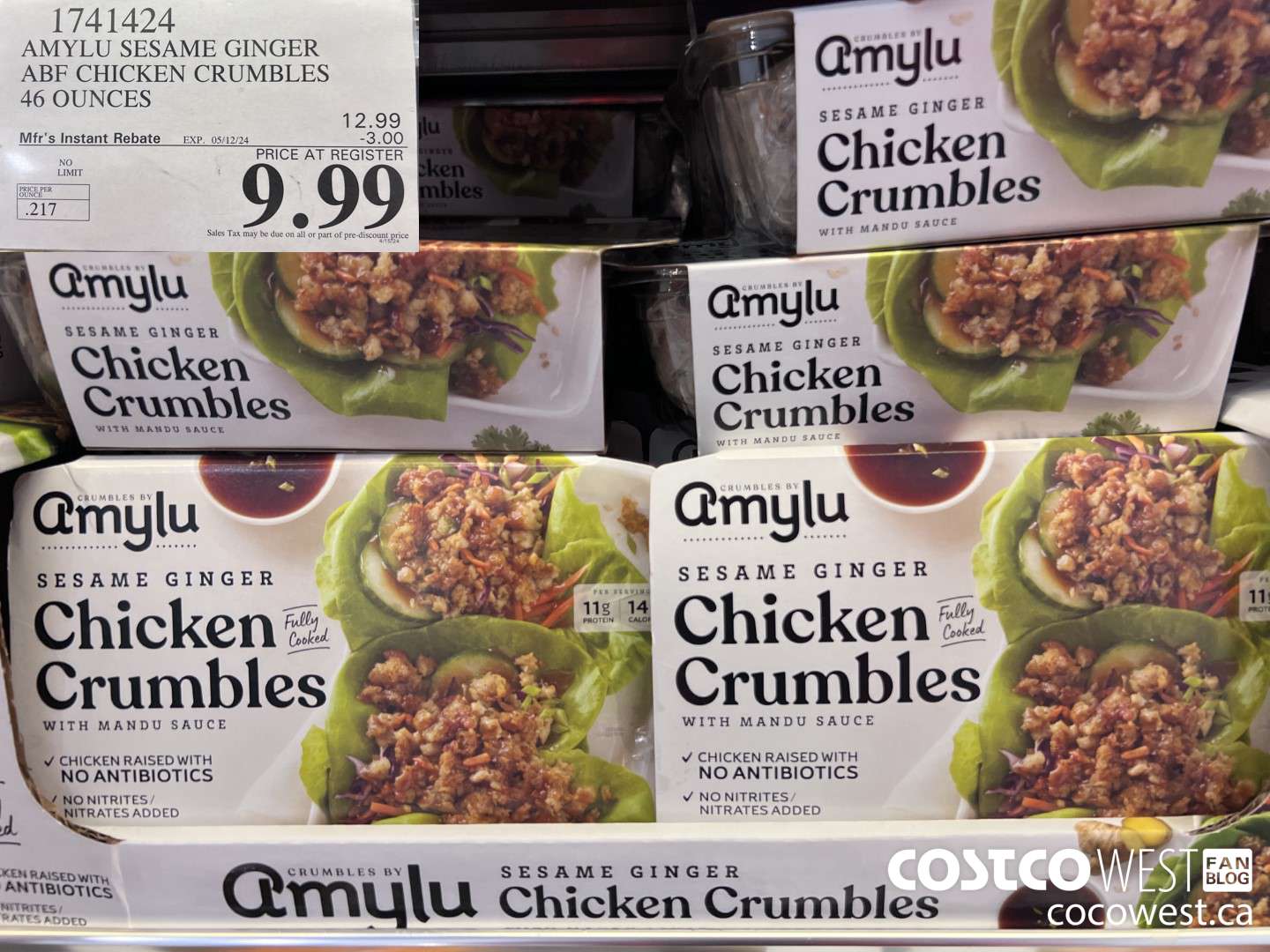 1741424 AMYLU SESAME GINGER ABF CHICKEN CRUMBLES 46 OUNCES ($3.00 INSTANT SAVINGS EXPIRES ON 2024-05-12) $9.99