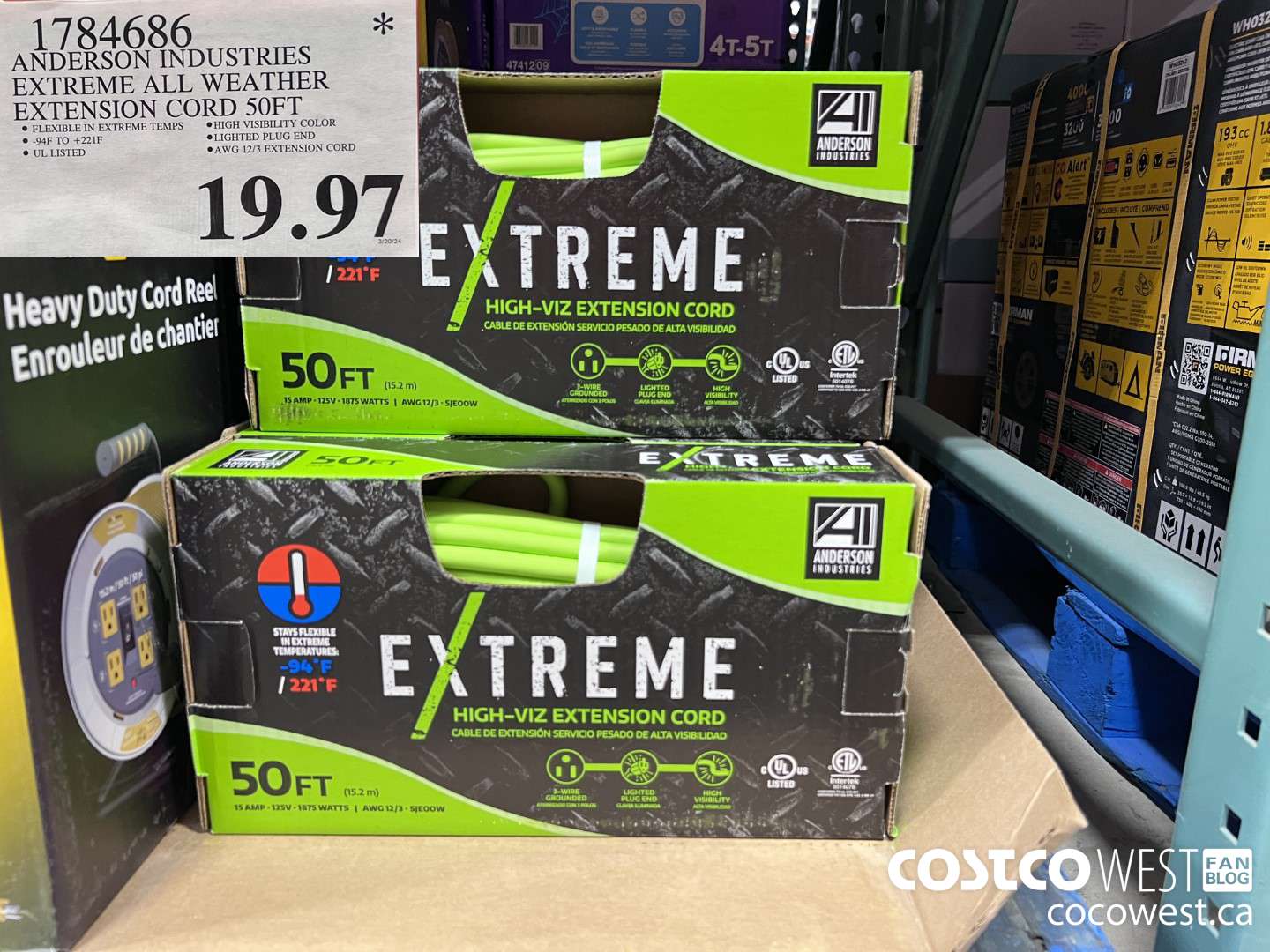 1784686 ANDERSON INDUSTRIES EXTREME ALL WEATHER EXTENSION CORD 50 FT $19.97