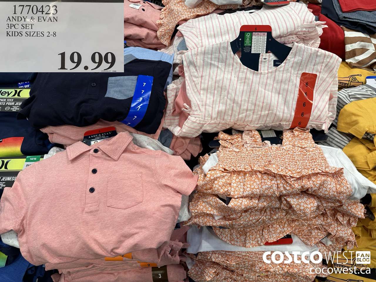 1770423 ANDY & EVAN 3PC SET KIDS SIZES 2-8 $19.99