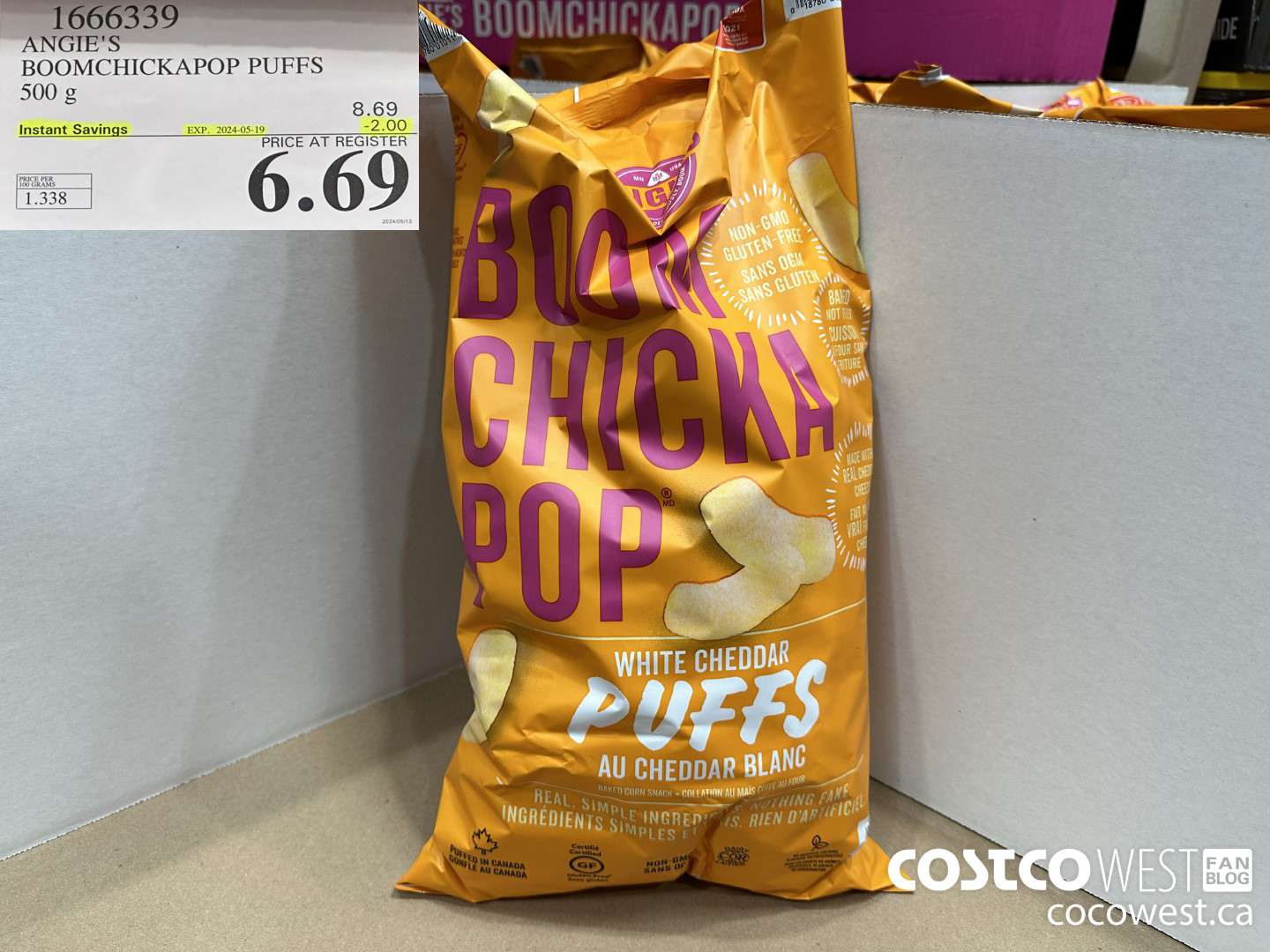 1666339 ANGIE'S BOOMCHICKAPOP PUFFS 500G ($2.00 INSTANT SAVINGS EXPIRES ON 2024-05-19) $6.69