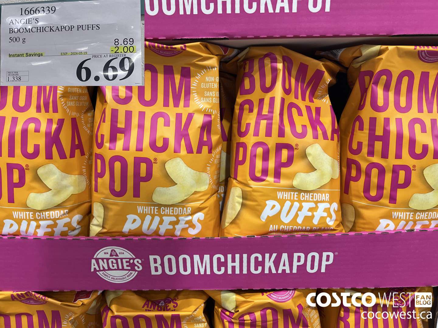 1666339 ANGIE'S BOOMCHICKAPOP PUFFS 500G ($2.00 INSTANT SAVINGS EXPIRES ON 2024-05-19) $6.69