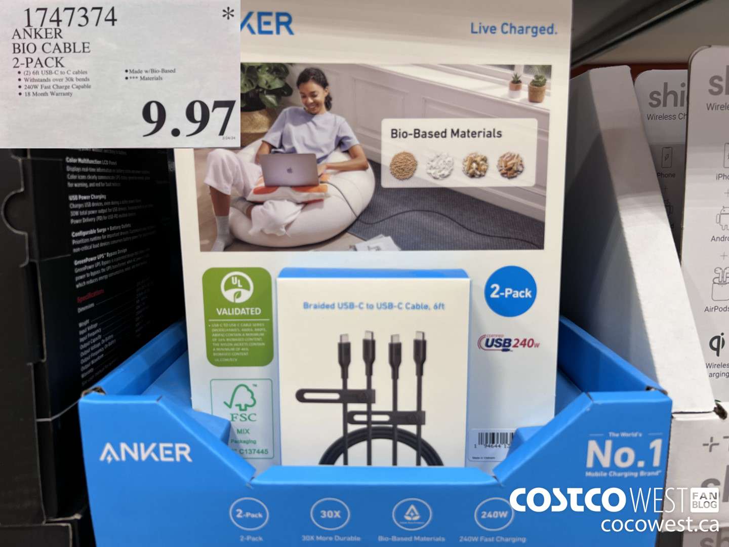 1747374 ANKER BIO CABLE 2-PACK $9.97