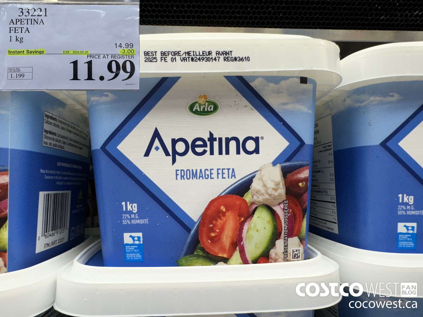 33221 APETINA FETA 1kg ($3.00 INSTANT SAVINGS EXPIRES ON 2024-05-19) $11.99