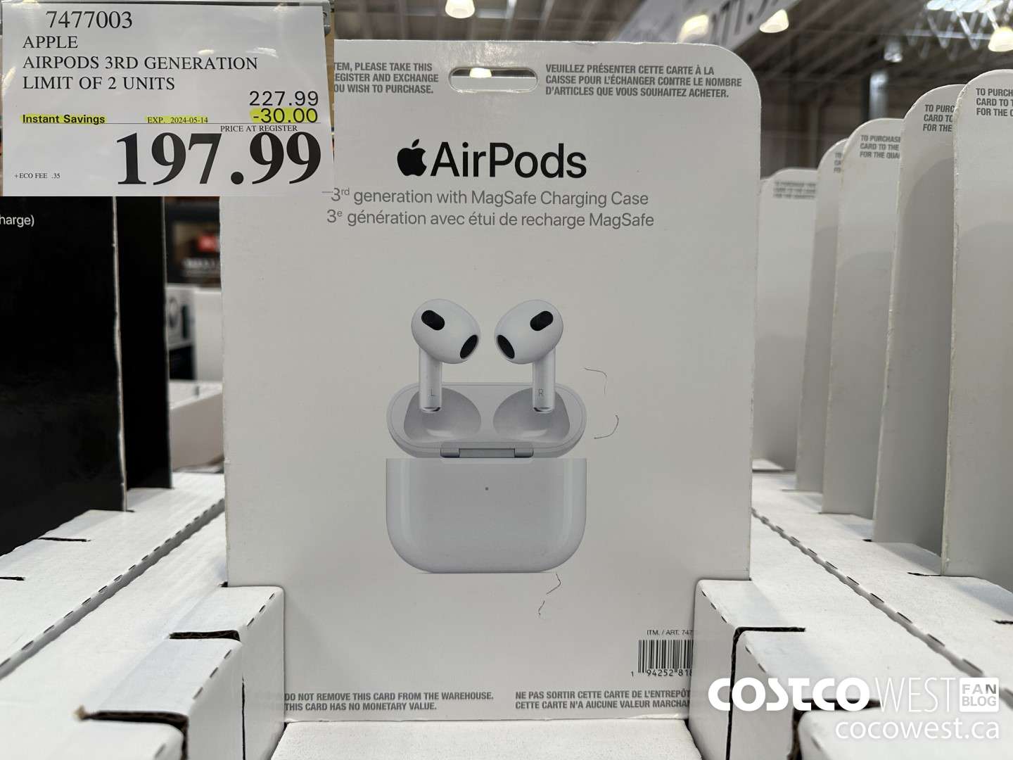 7477003 APPLE AIRPODS 3RD GENERATION ($30.00 INSTANT SAVINGS EXPIRES ON 2024-05-14) $197.99
