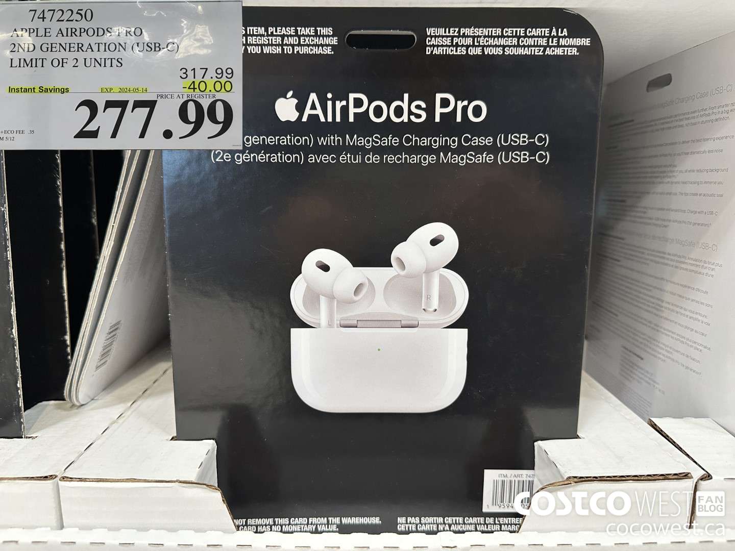 7472250 APPLE AIRPODS PRO 2ND GENERATION (USB-C) ($40.00 INSTANT SAVINGS EXPIRES ON 2024-05-14) $277.99