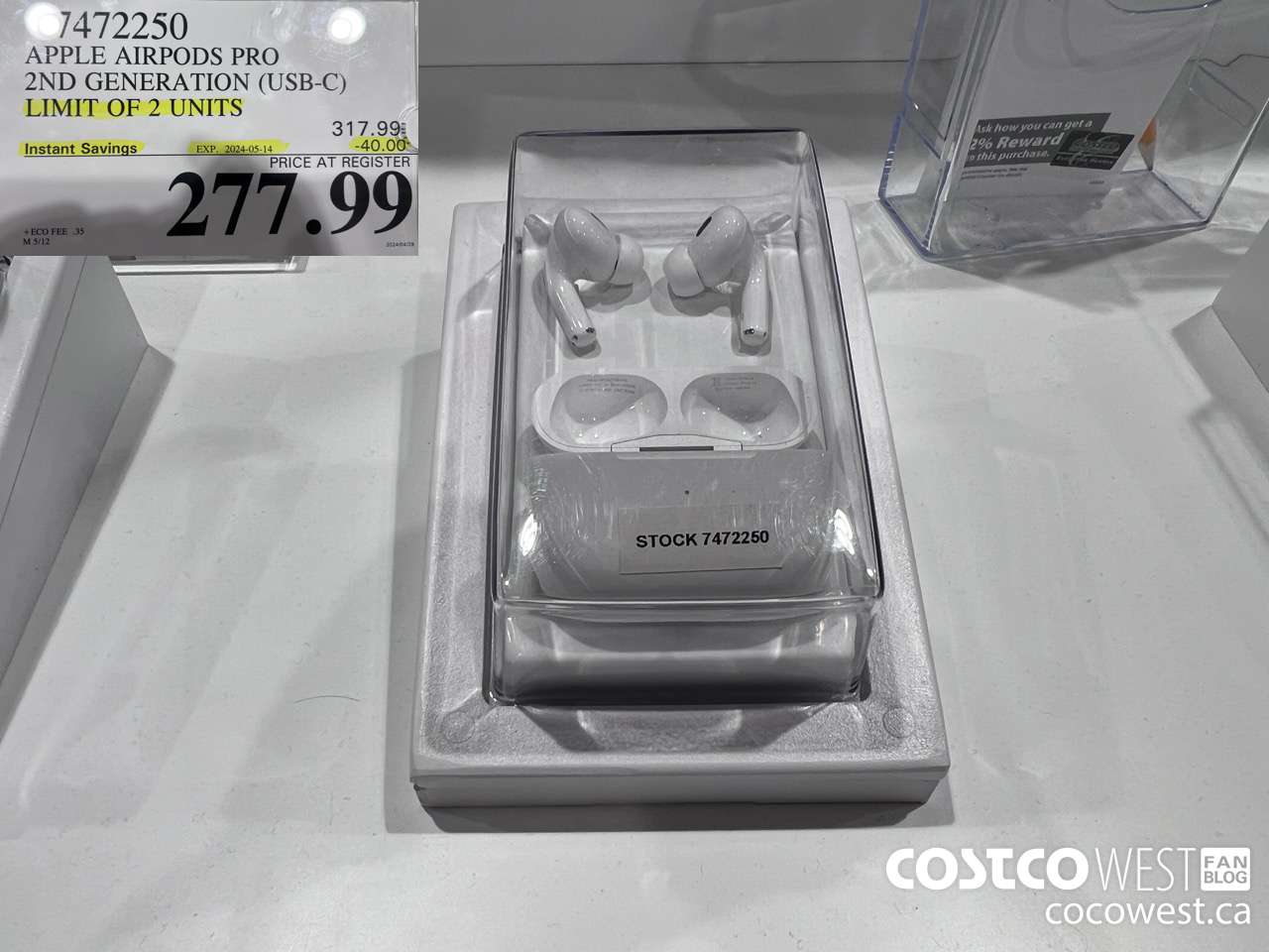 7472250 APPLE AIRPODS PRO 2ND GENERATION (USB-C) ($40.00 INSTANT SAVINGS EXPIRES ON 2024-05-14) $277.99