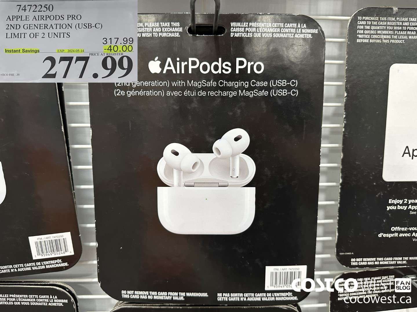 7472250 APPLE AIRPODS PRO 2ND GENERATION (USB-C) ($40.00 INSTANT SAVINGS EXPIRES ON 2024-05-14) $277.99
