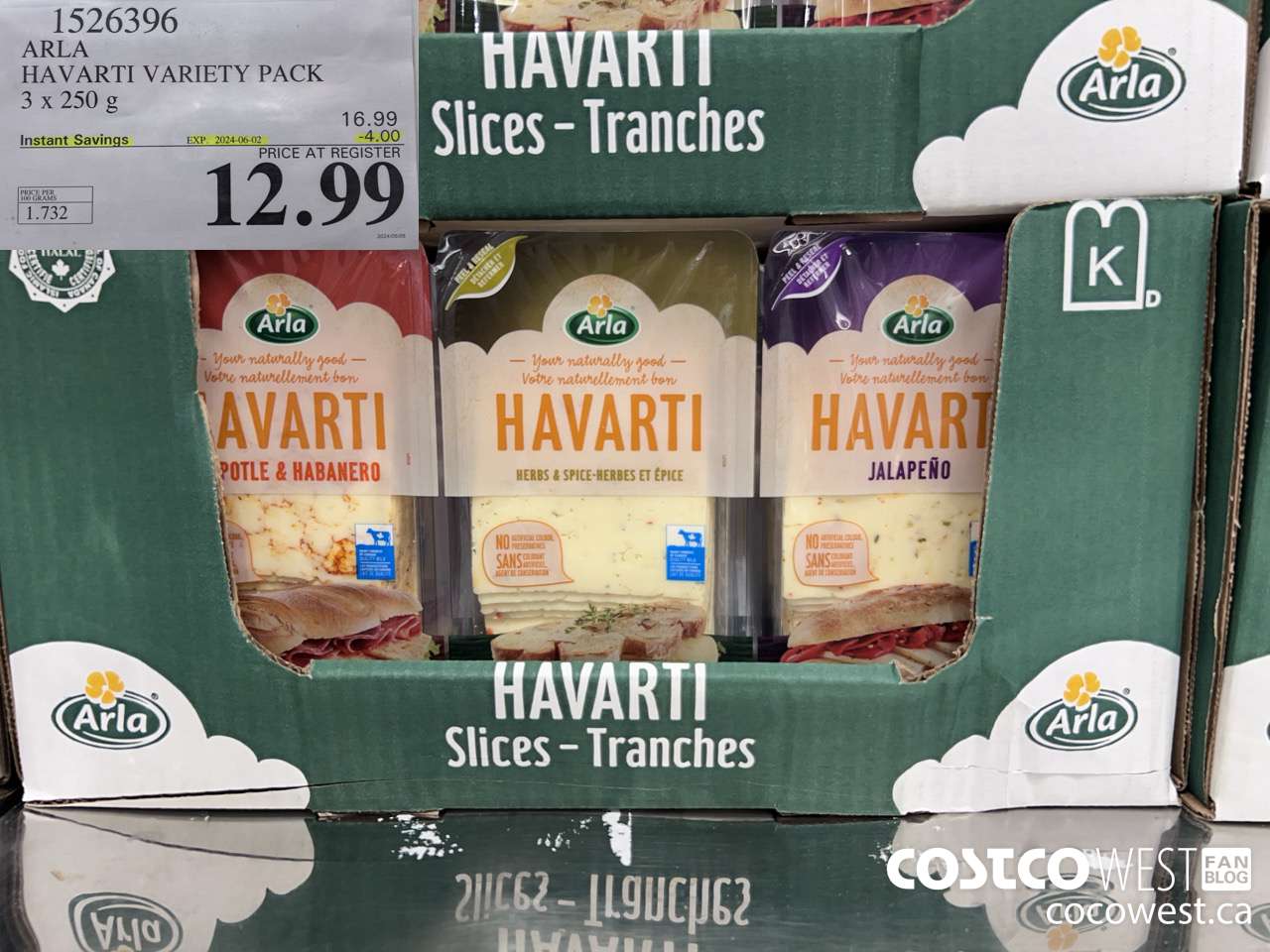 1526396 ARLA HAVARTI VARIETY PACK 3 X 250 G $4.000 OFF (EXPIRES ON 2024-06-02) $12.99