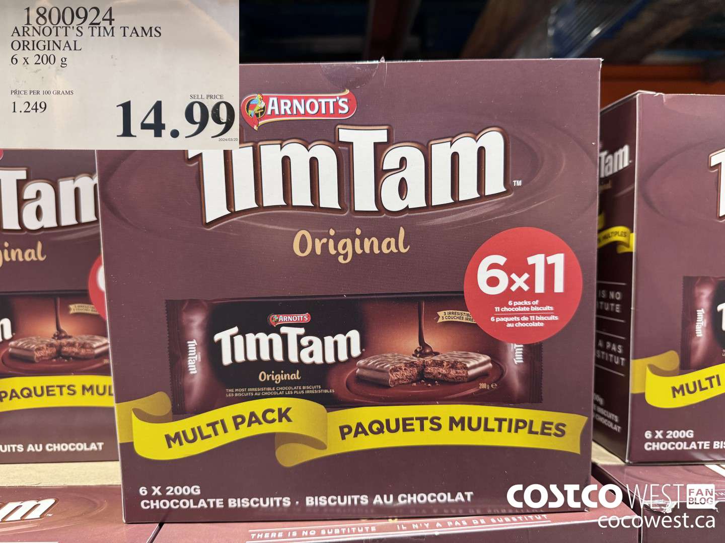 1800924 ARNOTT'S TIM TAMS ORIGINAL 6 X 200G $14.99