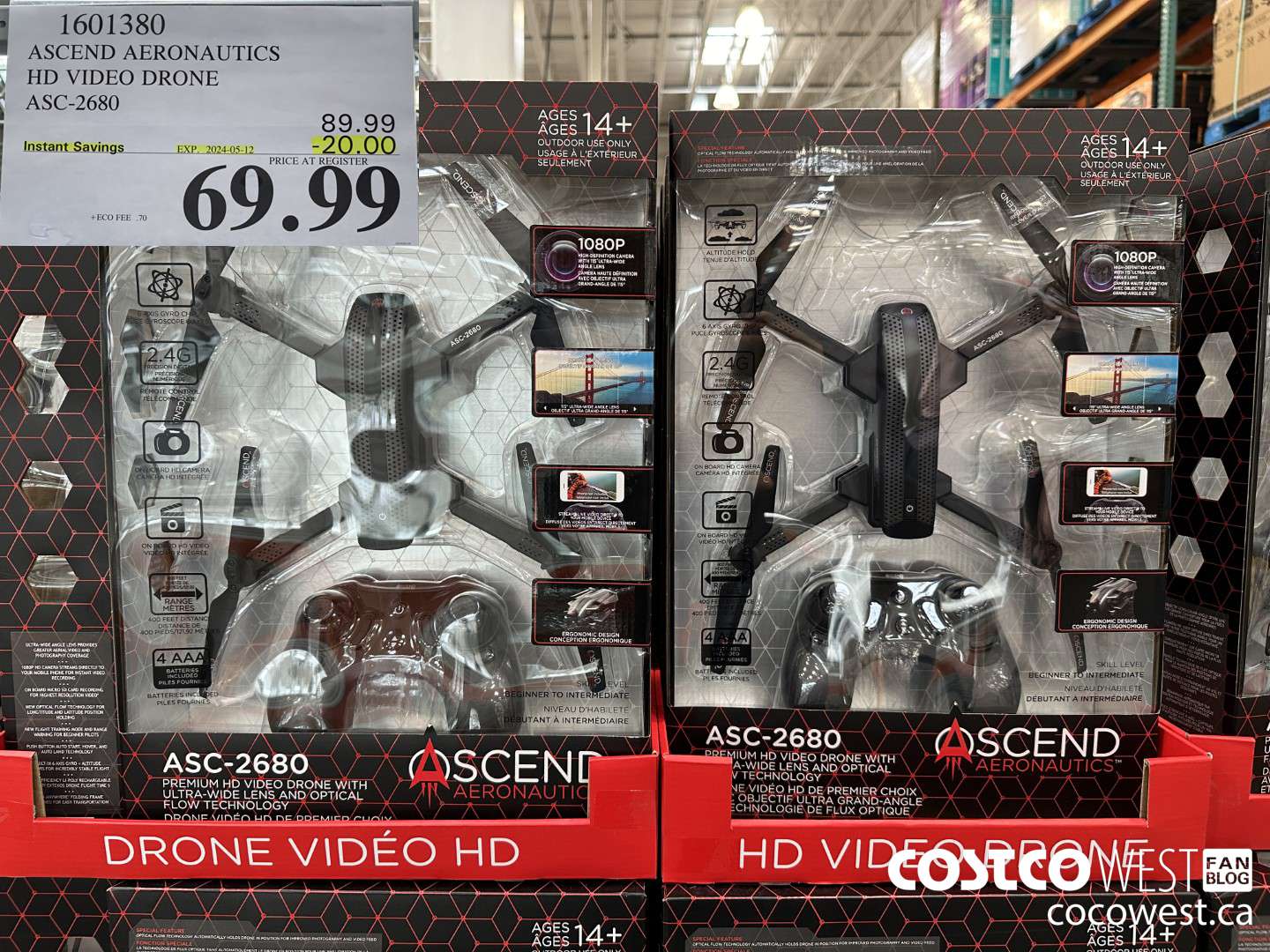 1601380 ASCEND AERONAUTICS HD VIDEO DRONE ASC-2680 ($20.00 INSTANT SAVINGS EXPIRES ON 2024-05-12) $69.99