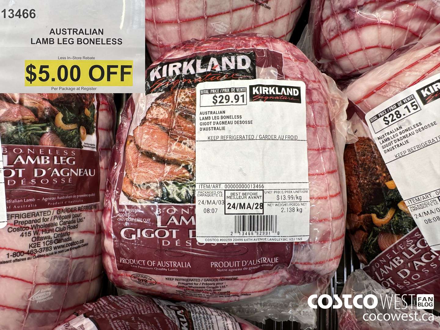 13466 AUSTRALIAN LAMB LEG BONELESS ($5.00 INSTANT SAVINGS)