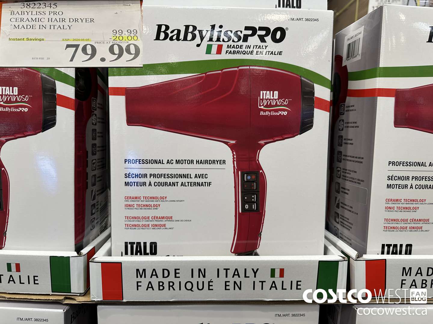 3822345 BABYLISS PRO CERAMIC HAIR DRYER MADE IN ITALY ($20.00 INSTANT SAVINGS EXPIRES ON 2024-05-05) $79.99