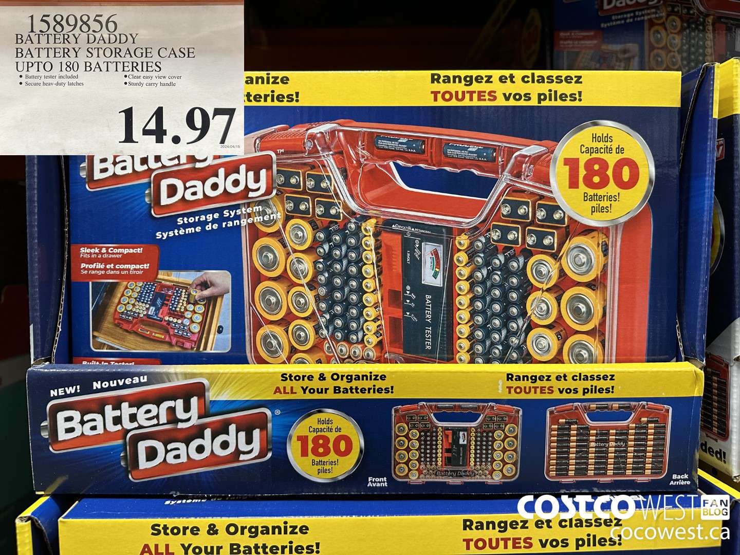 1589856 BATTERY DADDY BATTERY STORAGE CASE UP TO 180 BATTERIES $14.97