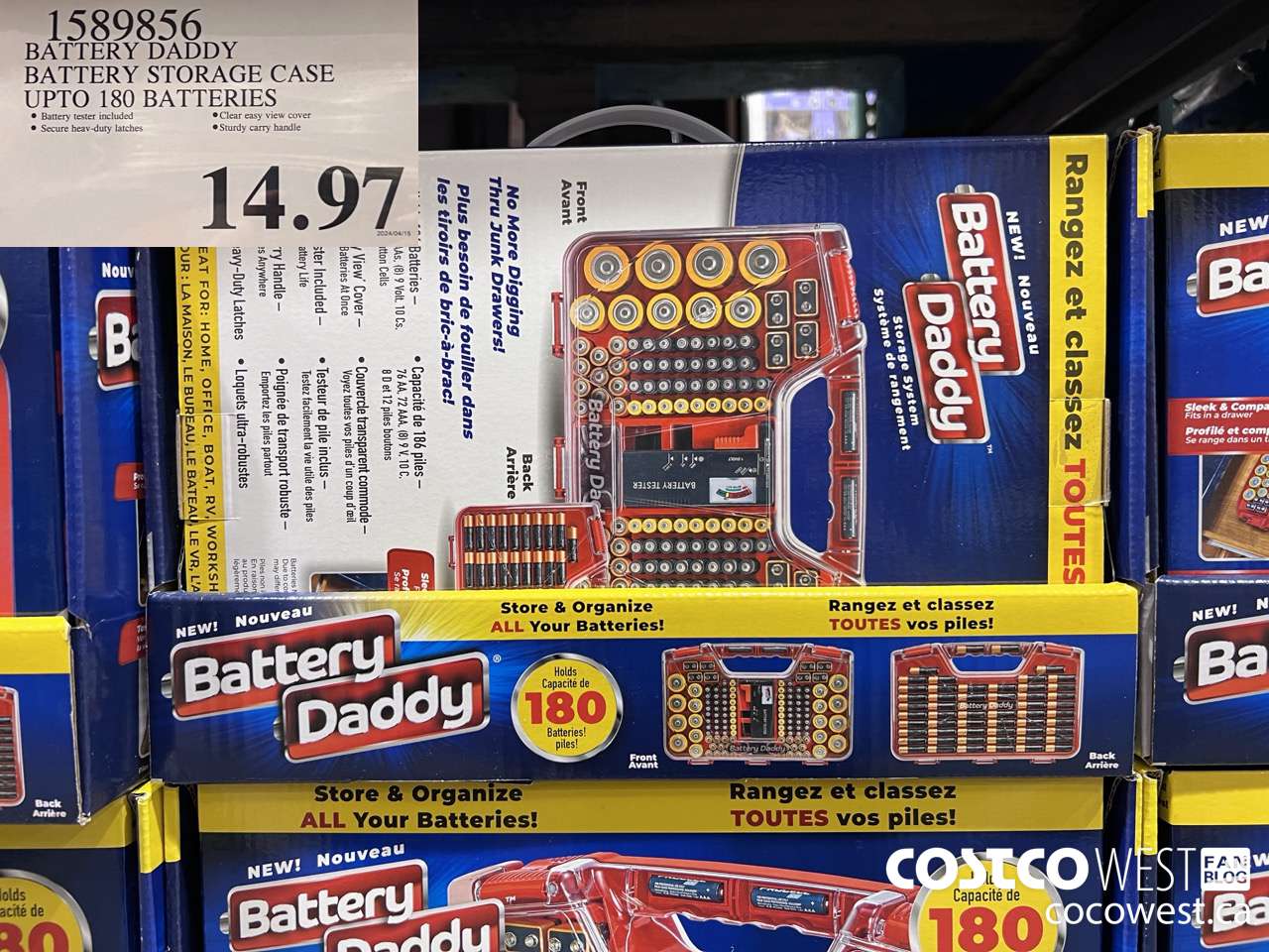 1589856 BATTERY DADDY BATTERY STORAGE CASE UP TO 180 BATTERIES $14.97