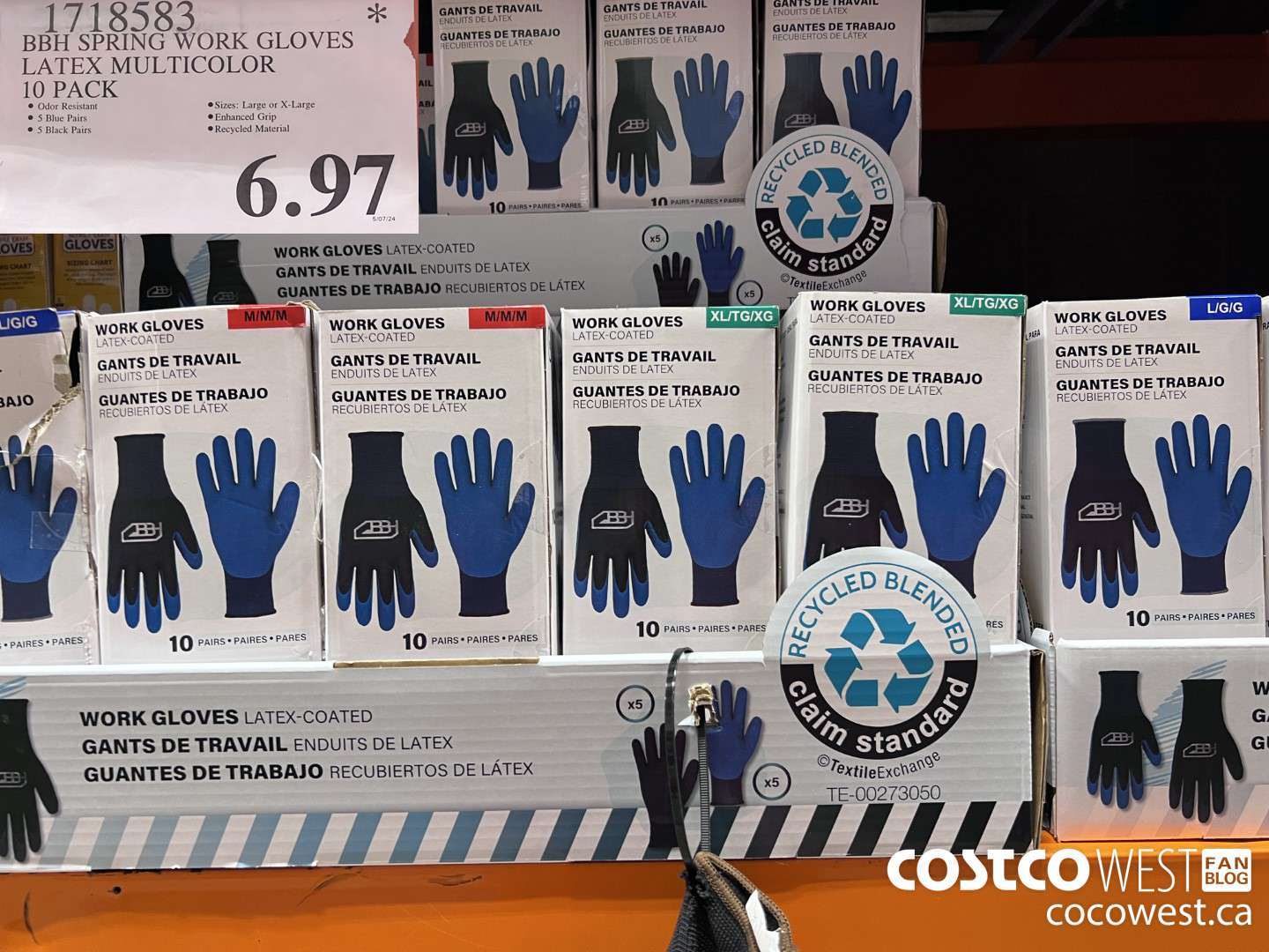 1718583 BBH SPRING WORK GLOVES LATEX MULTICOLOR 10 PACK $6.97