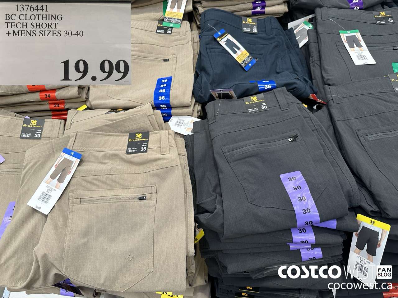 1376441 BC CLOTHING BC TECH SHORT MENS SIZES 30-40 $19.99
