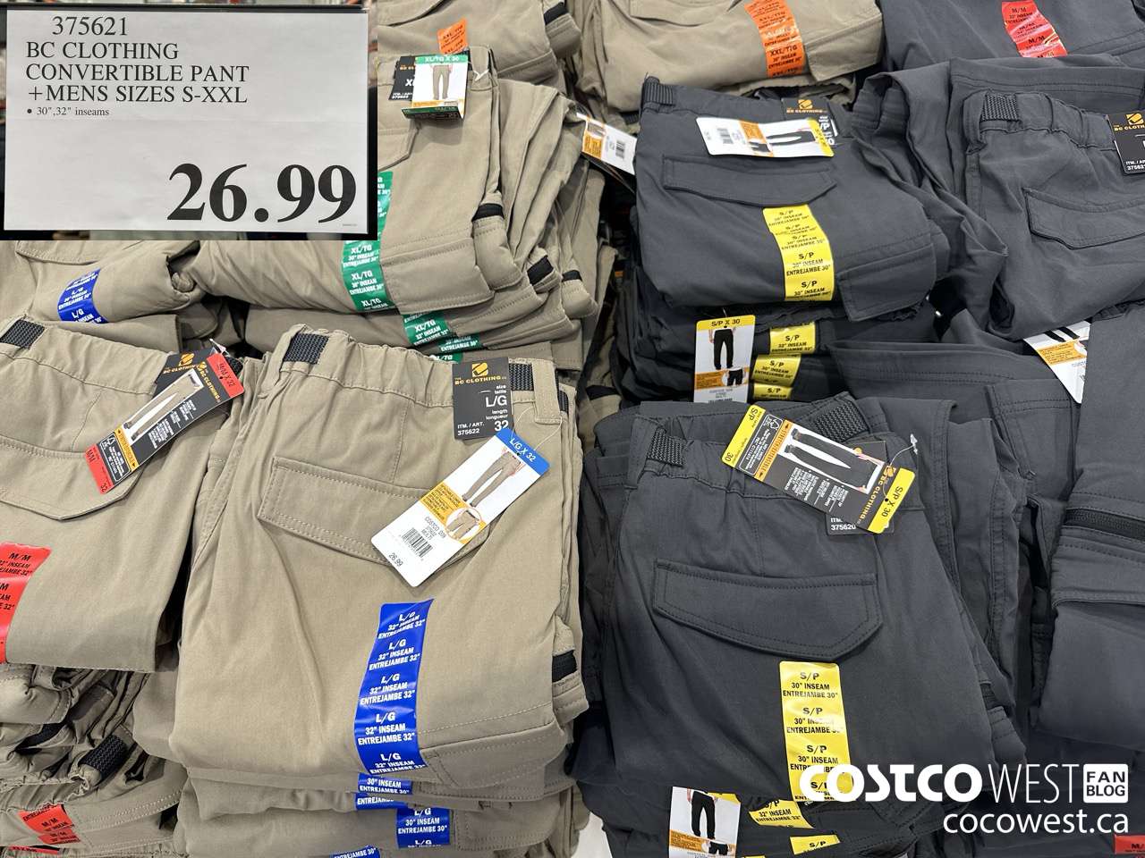 375621 BC CLOTHING CONVERTIBLE PANT MENS SIZES S-XXL $26.99