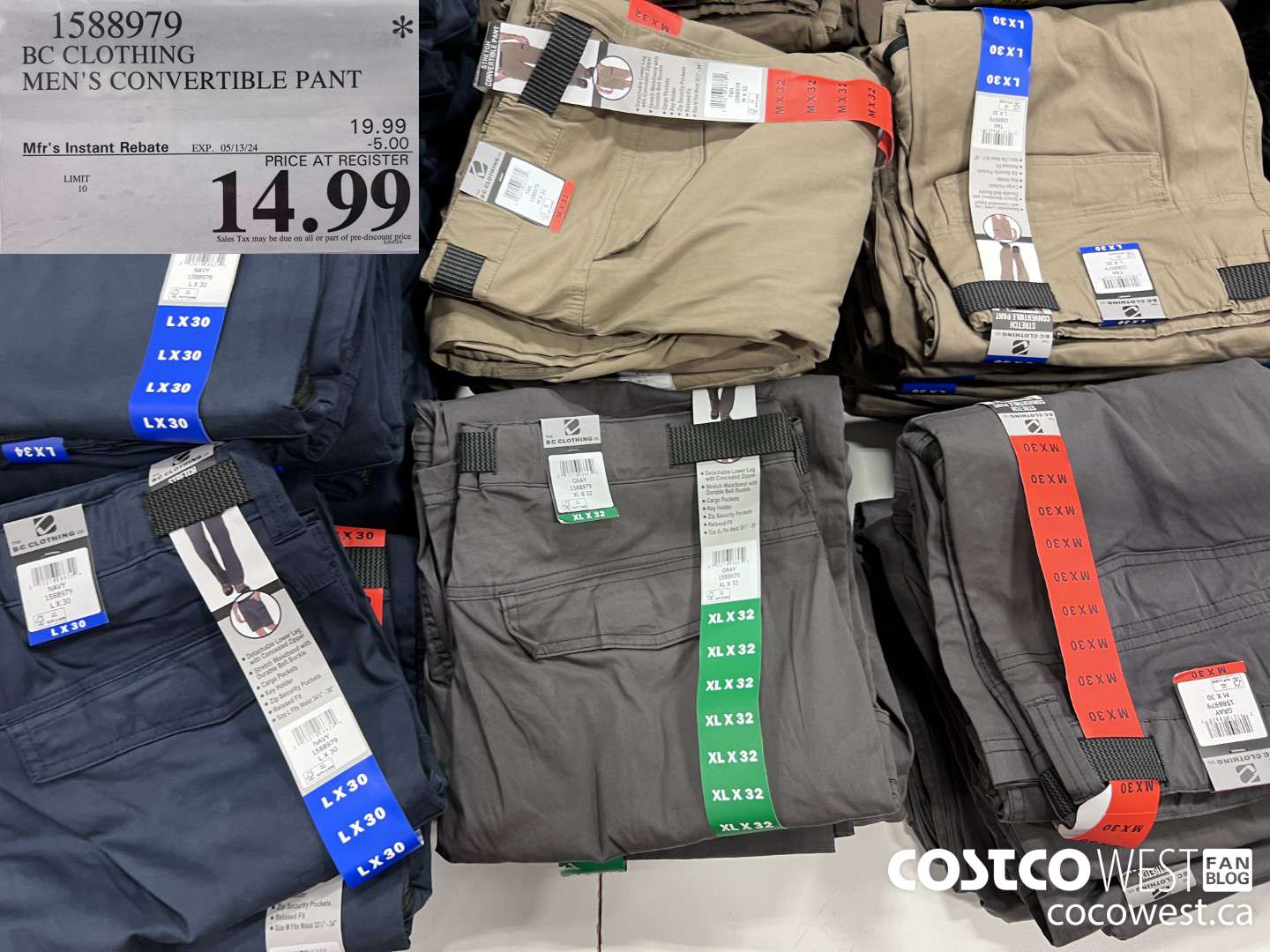 1588979 BC CLOTHING MEN'S CONVERTIBLE PANT ($5.00 INSTANT SAVINGS EXPIRES ON 2024-05-13) $14.99