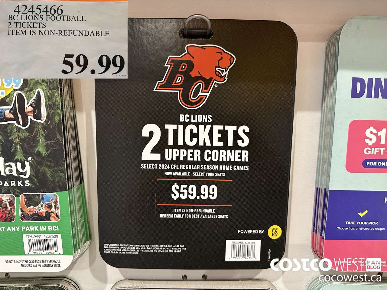 4245466 BC LIONS FOOTBALL 2 TICKETS ITEM IS NON-REFUNDABLE $59.99
