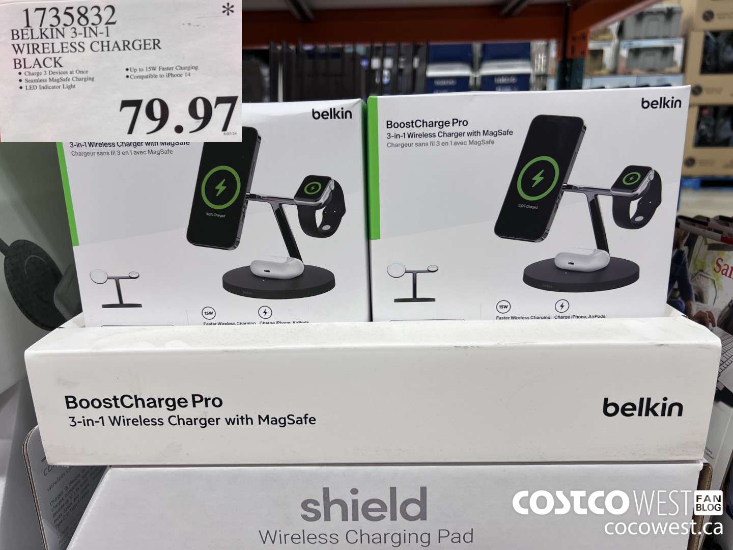 1735832 BELKIN 3-IN-1 WIRELESS CHARGER BLACK $79.97