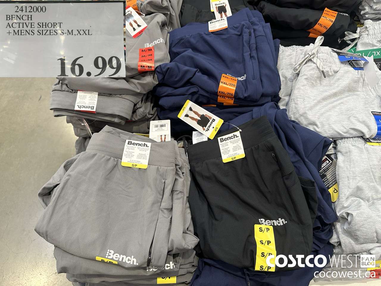 2412000 BENCH ACTIVE SHORT MENS SIZES S-M, XXL $16.99