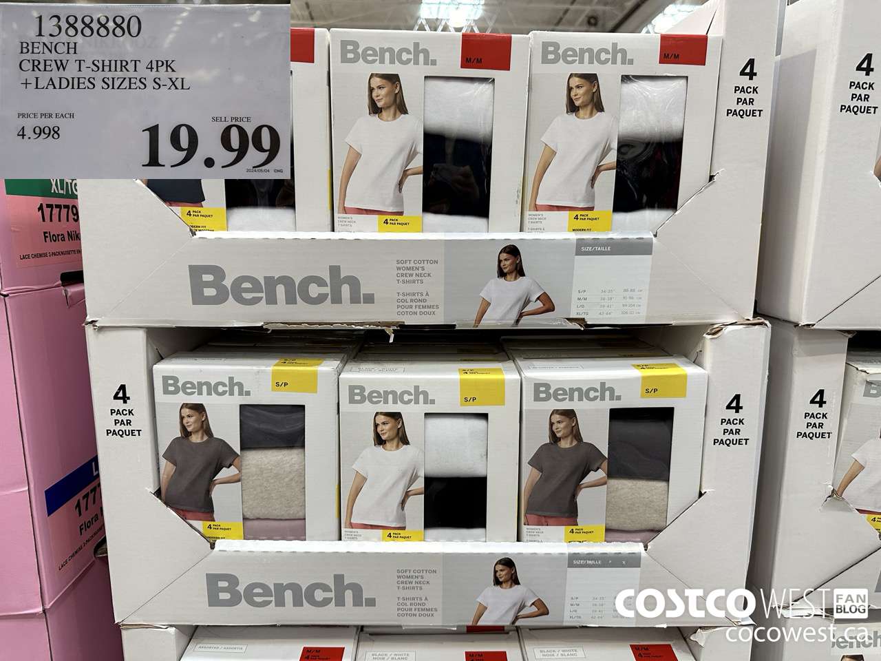 1388880 BENCH CREW TSHIRT 4PK LADIES SIZE S-XL $19.99