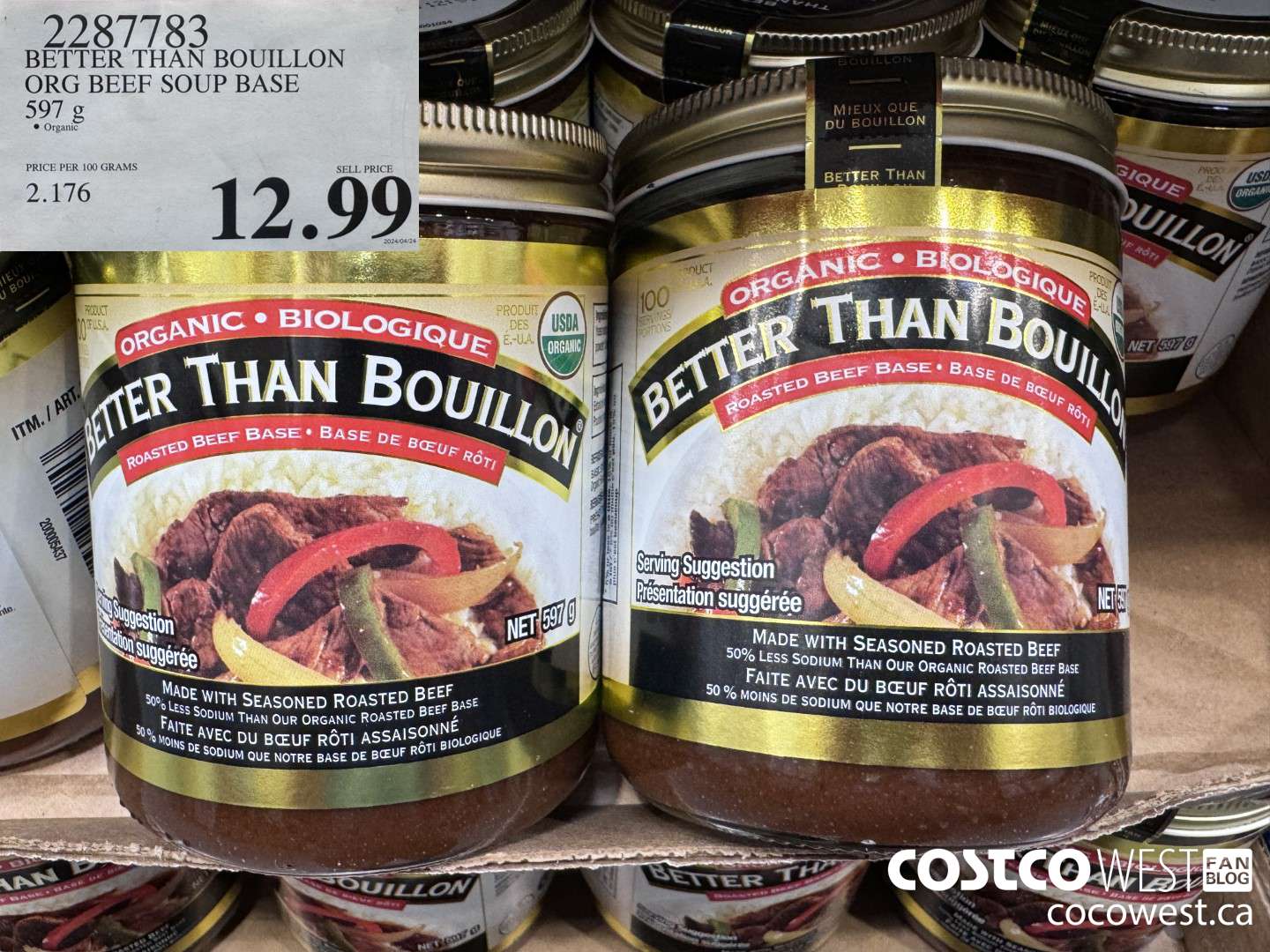 2287783 BETTER THAN BOUILLON ORG BEEF SOUP BASE 597 G $12.99