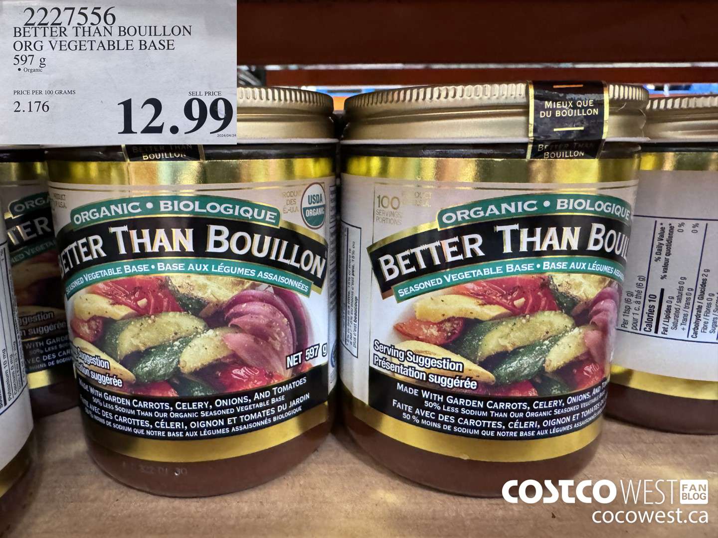 2227556 BETTER THAN BOUILLON ORG VEGETABLE SOUP BASE 597 G $12.99