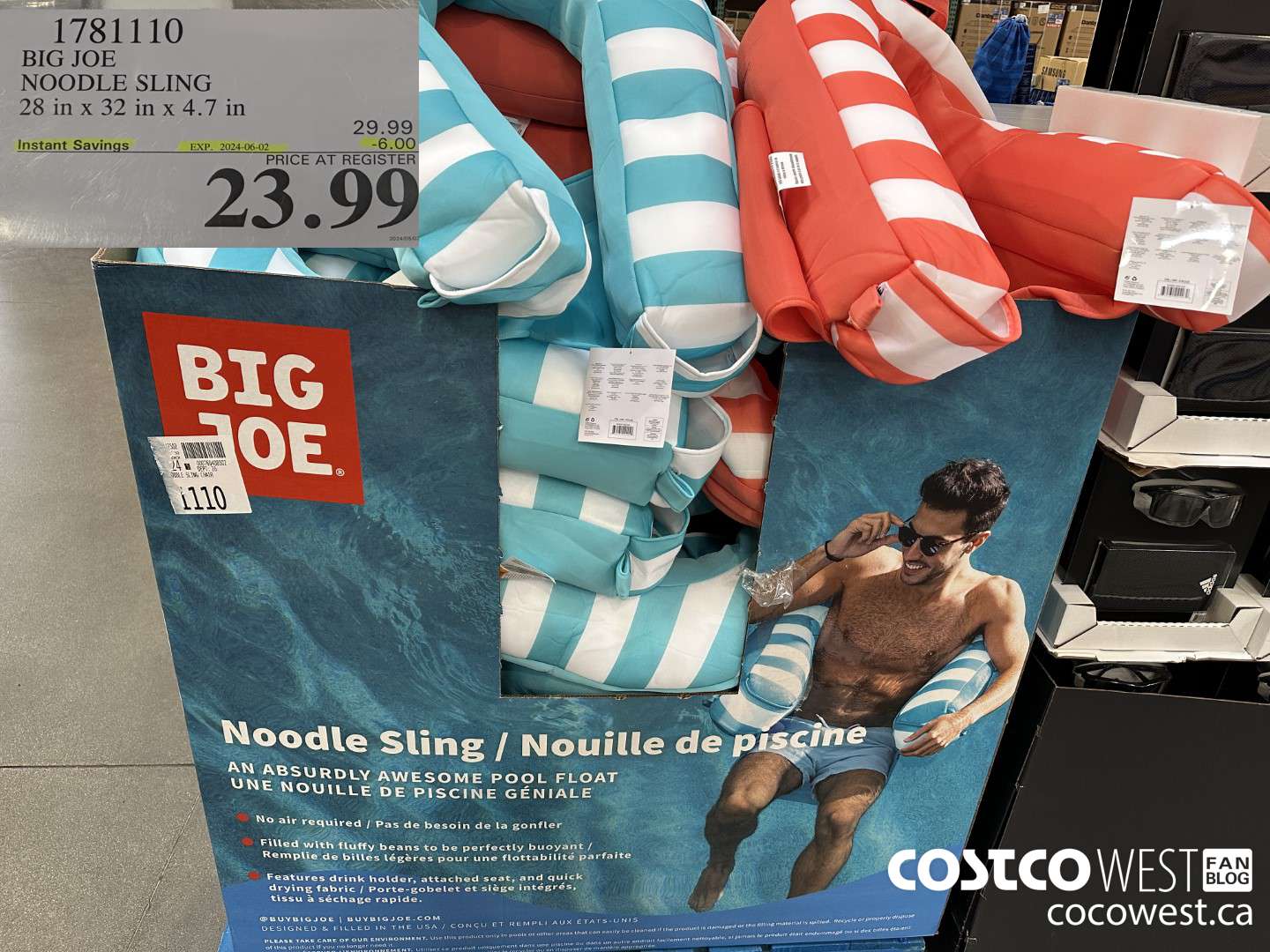 1781110 BIG JOE NOODLE SLING 28 IN X 32 IN X 4.7 IN ($6.00 INSTANT SAVINGS EXPIRES ON 2024-06-02) $23.99