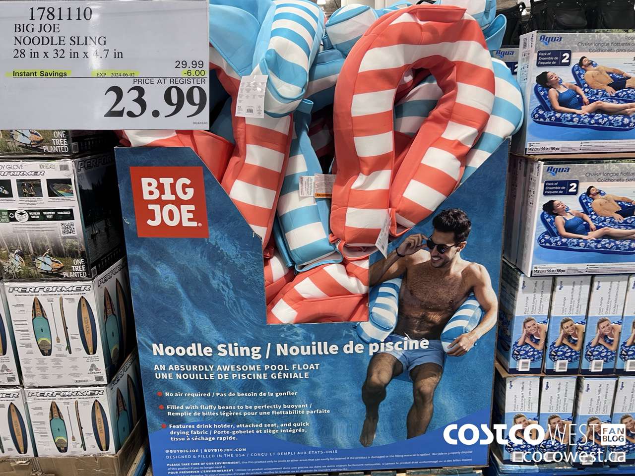 1781110 BIG JOE NOODLE SLING 28 IN X 32 IN X 4.7 IN ($6.00 INSTANT SAVINGS EXPIRES ON 2024-06-02) $23.99