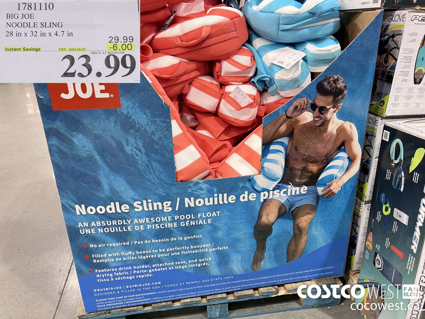 1781110 BIG JOE NOODLE SLING 28 IN X 32 IN X 4.7 IN ($6.00 INSTANT SAVINGS EXPIRES ON 2024-06-02) $23.99