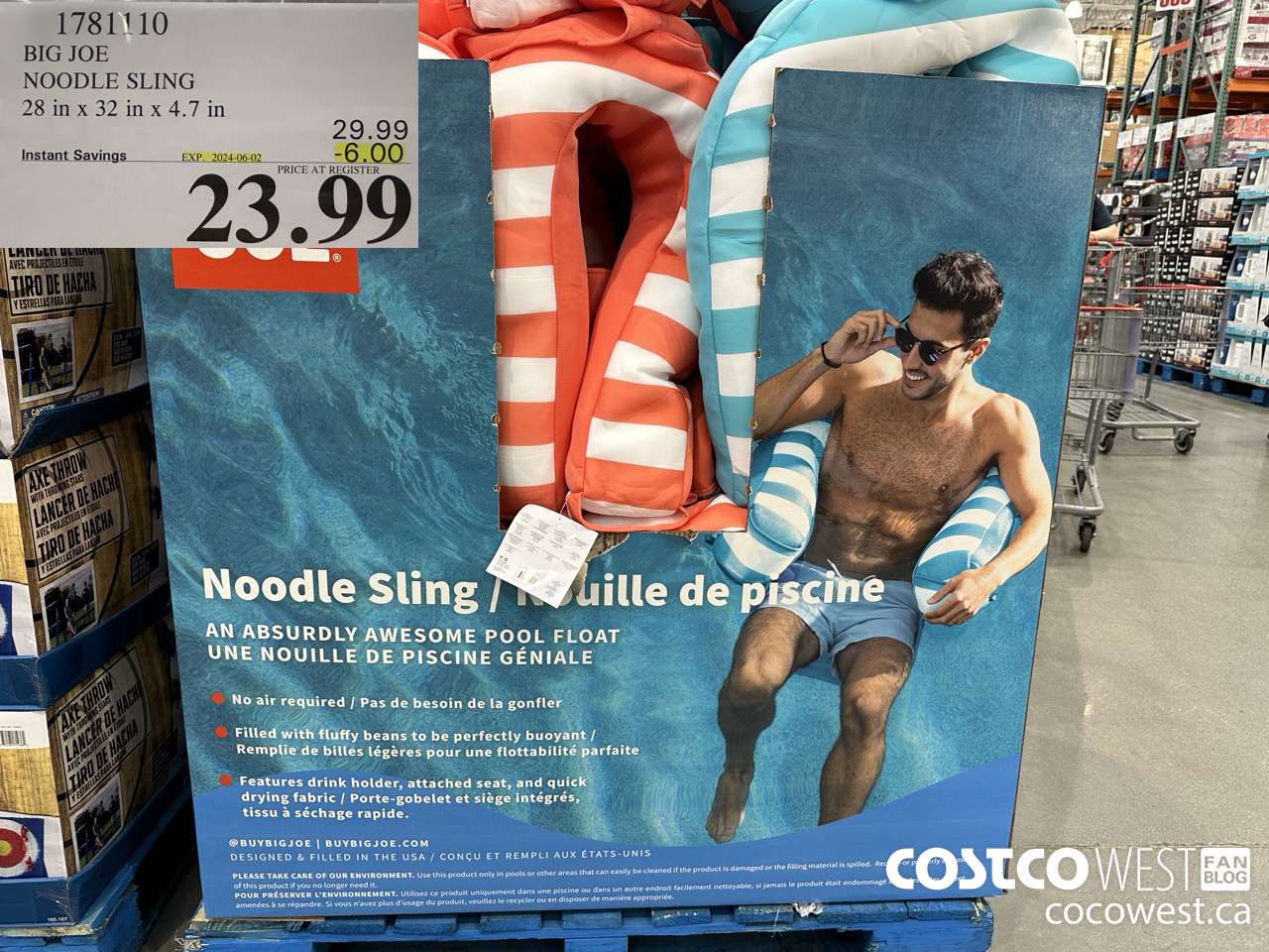 1781110 BIG JOE NOODLE SLING 28 IN X 32 IN X 4.7 IN ($6.00 INSTANT SAVINGS EXPIRES ON 2024-06-02) $23.99