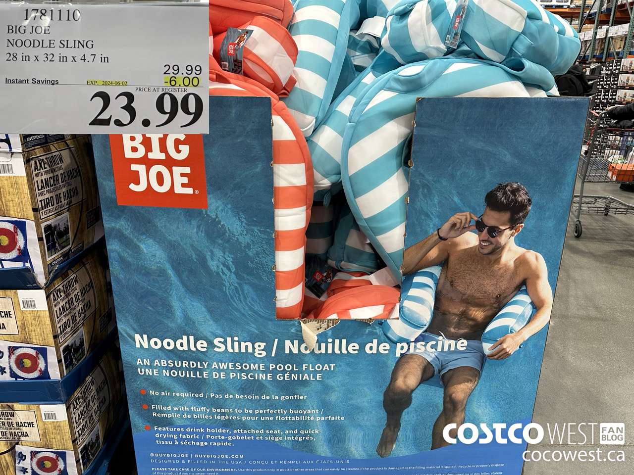 1781110 BIG JOE NOODLE SLING 28 IN X 32 IN X 4.7 IN ($6.00 INSTANT SAVINGS EXPIRES ON 2024-06-02) $23.99