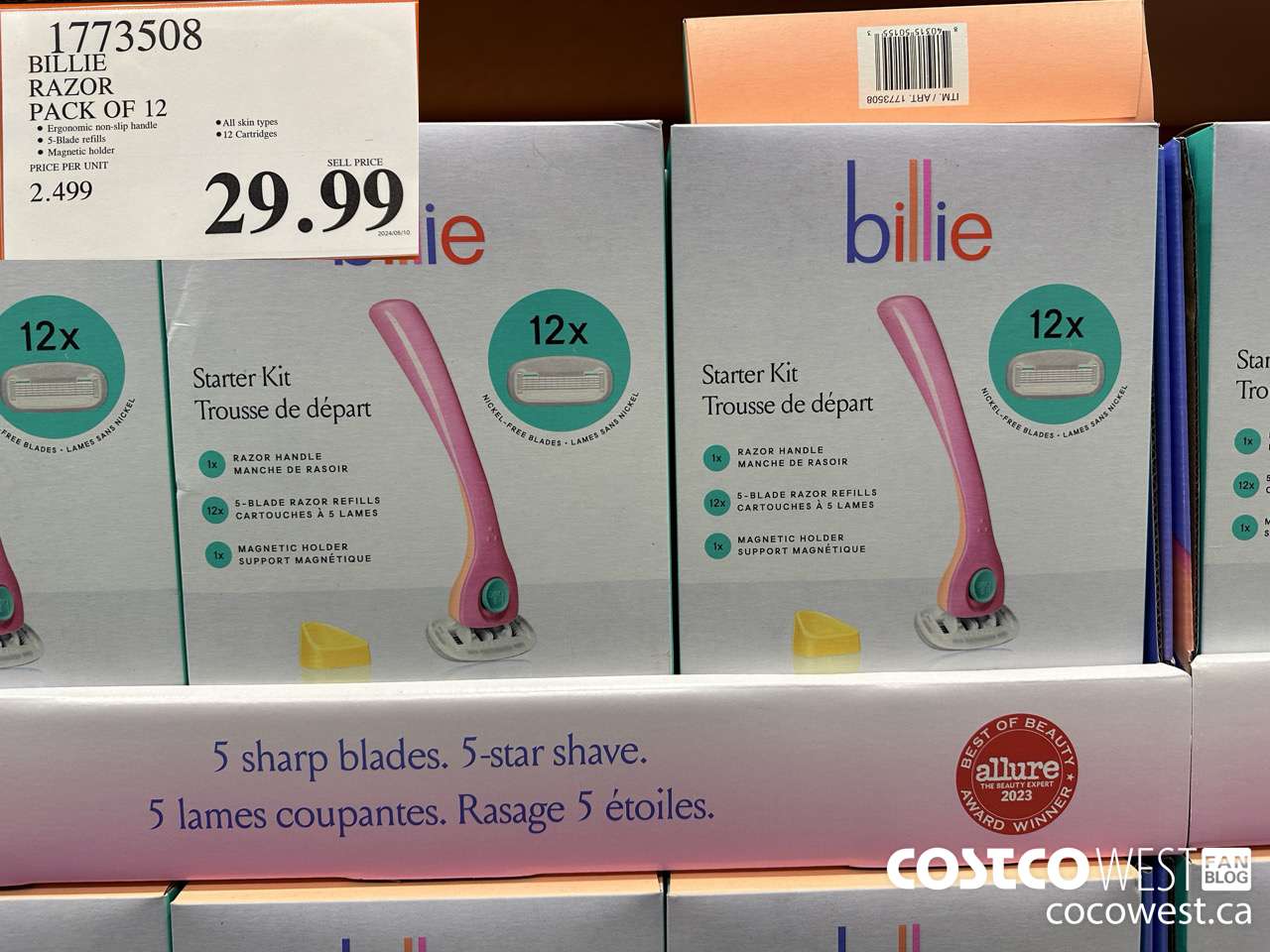 1773508 BILLIE RAZOR PACK OF 12 $29.99