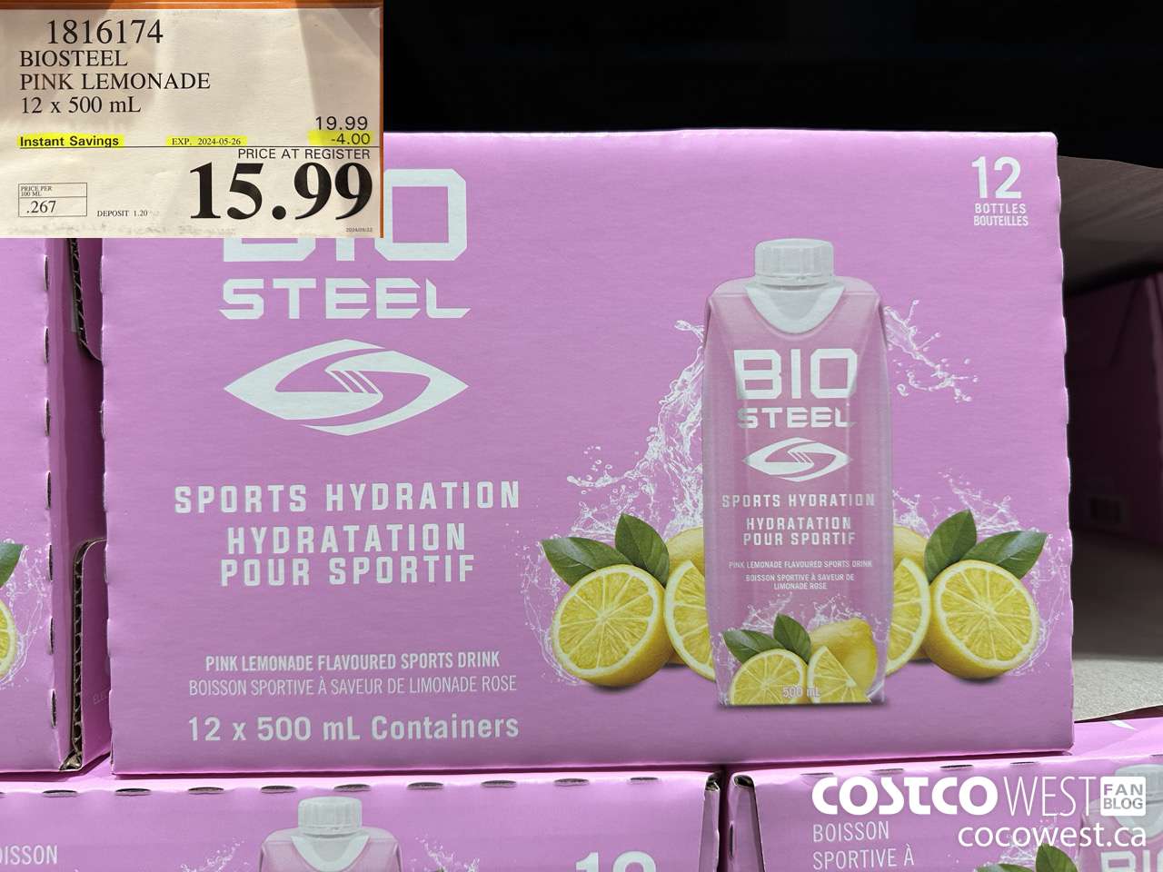 1816174 BIOSTEEL PINK LEMONADE 12 X 500ML ($4.00 INSTANT SAVINGS EXPIRES ON 2024-05-26) $15.99