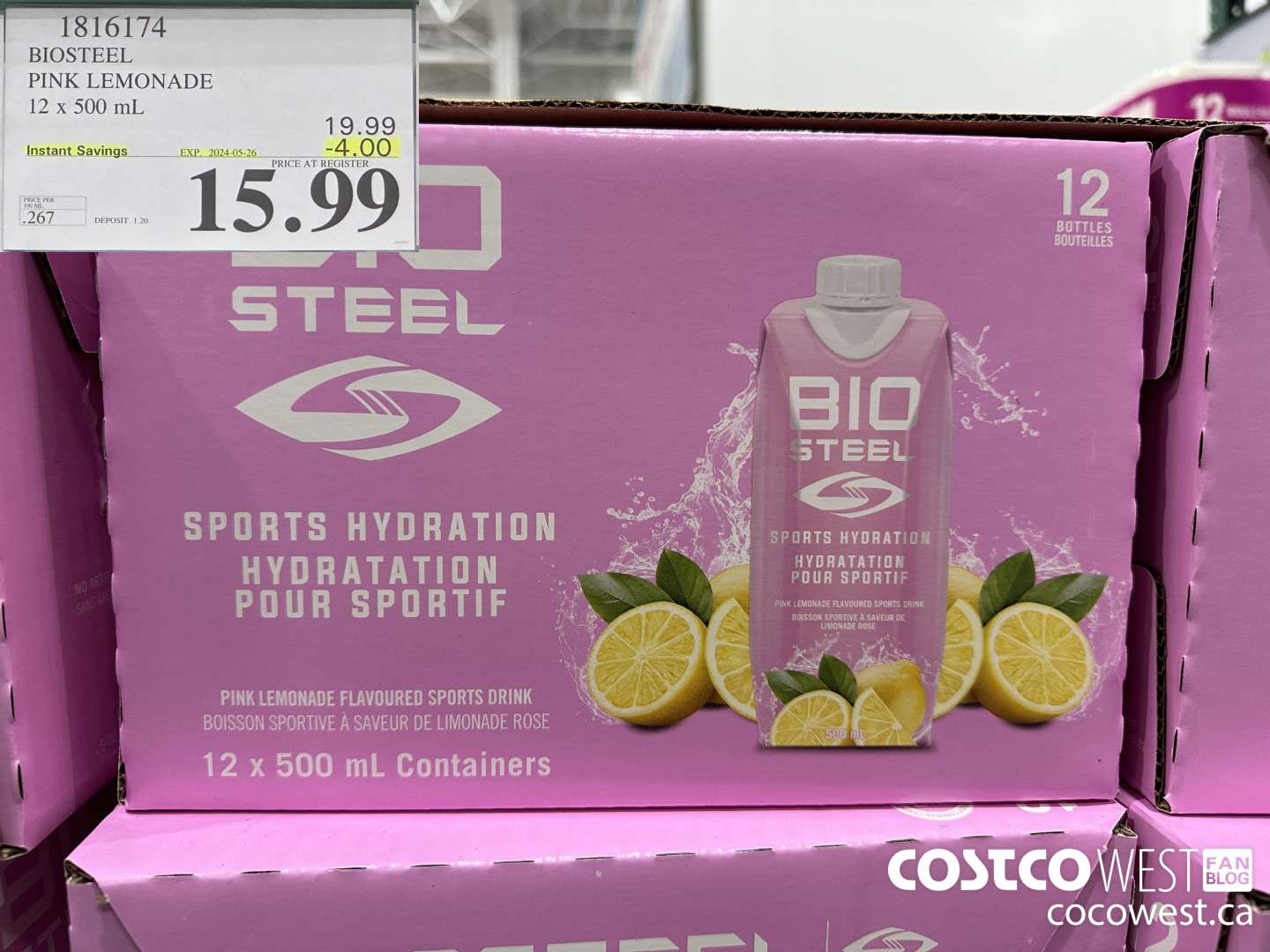 1816174 BIOSTEEL PINK LEMONADE 12 X 500 ML ($4.00 INSTANT SAVINGS EXPIRES ON 2024-05-26) $15.99