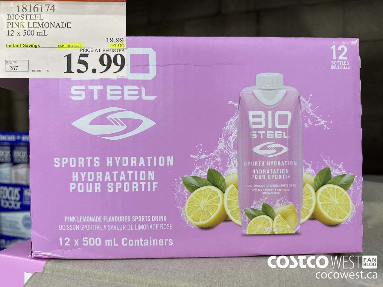 1816174 BIOSTEEL PINK LEMONADE 12 X 500 ML ($4.00 INSTANT SAVINGS EXPIRES ON 2024-05-26) $15.99
