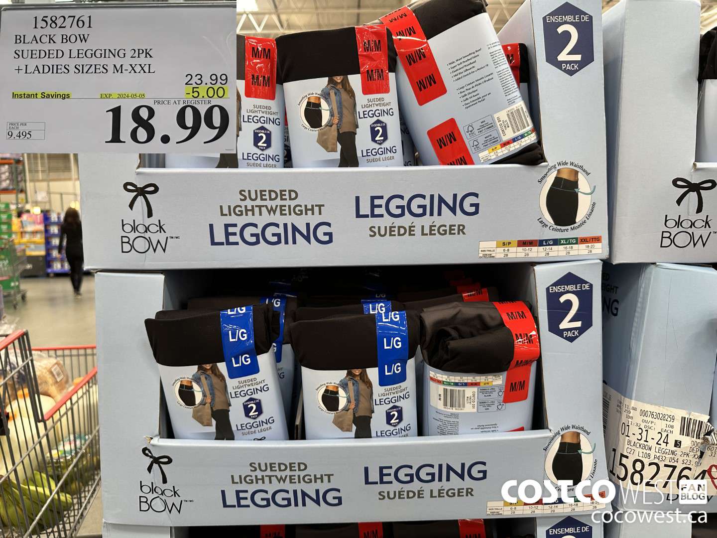 1582761 BLACK BOW SUEDED LEGGINGS 2PK LADIES SIZES M-XXL ($5.00 INSTANT SAVINGS EXPIRES ON 2024-05-05) $18.99