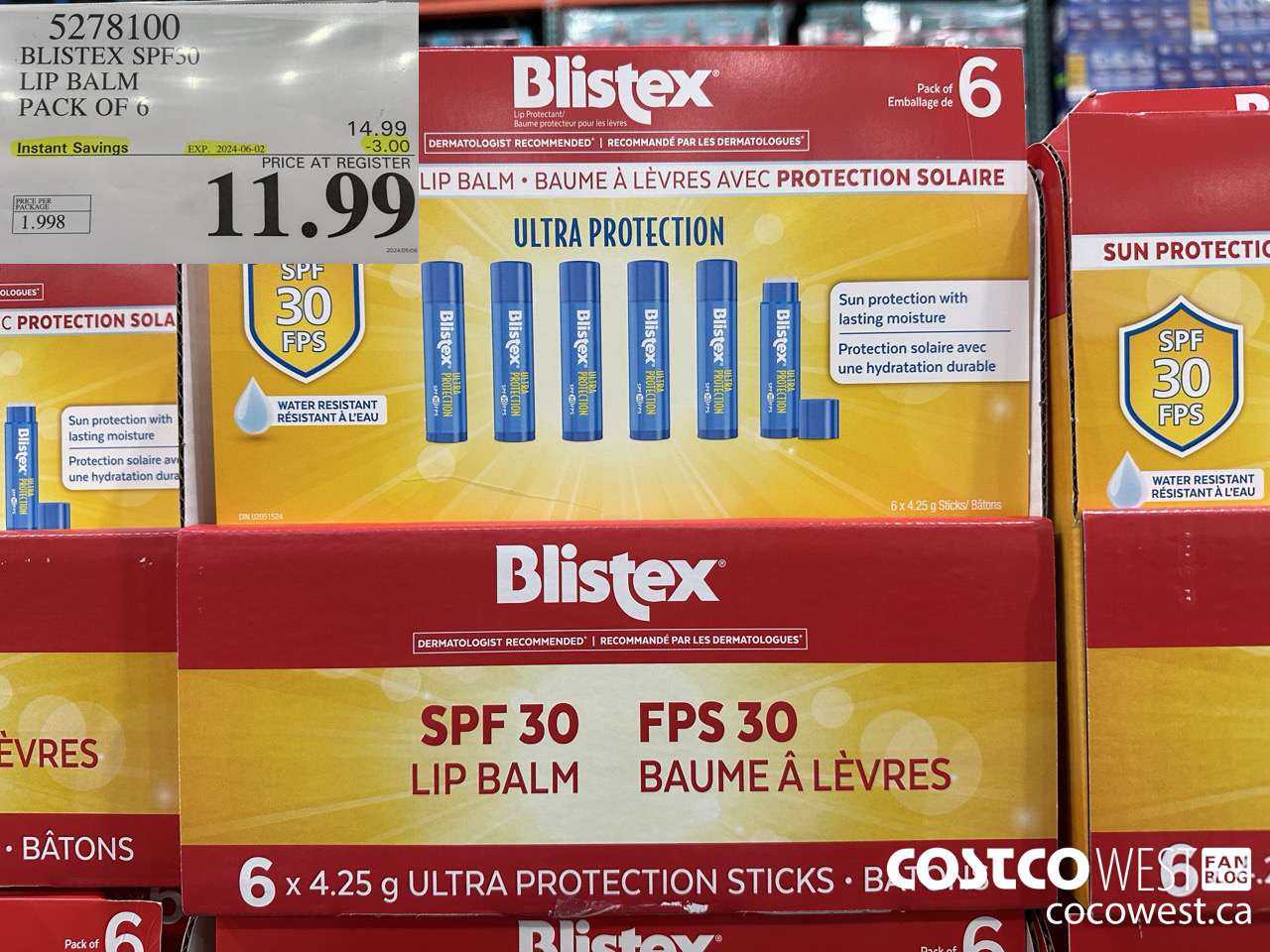 5278100 BLISTEX SPF30 LIP BALM PACK OF 6 ($3.00 INSTANT SAVINGS EXPIRES ON 2024-06-02) $11.99