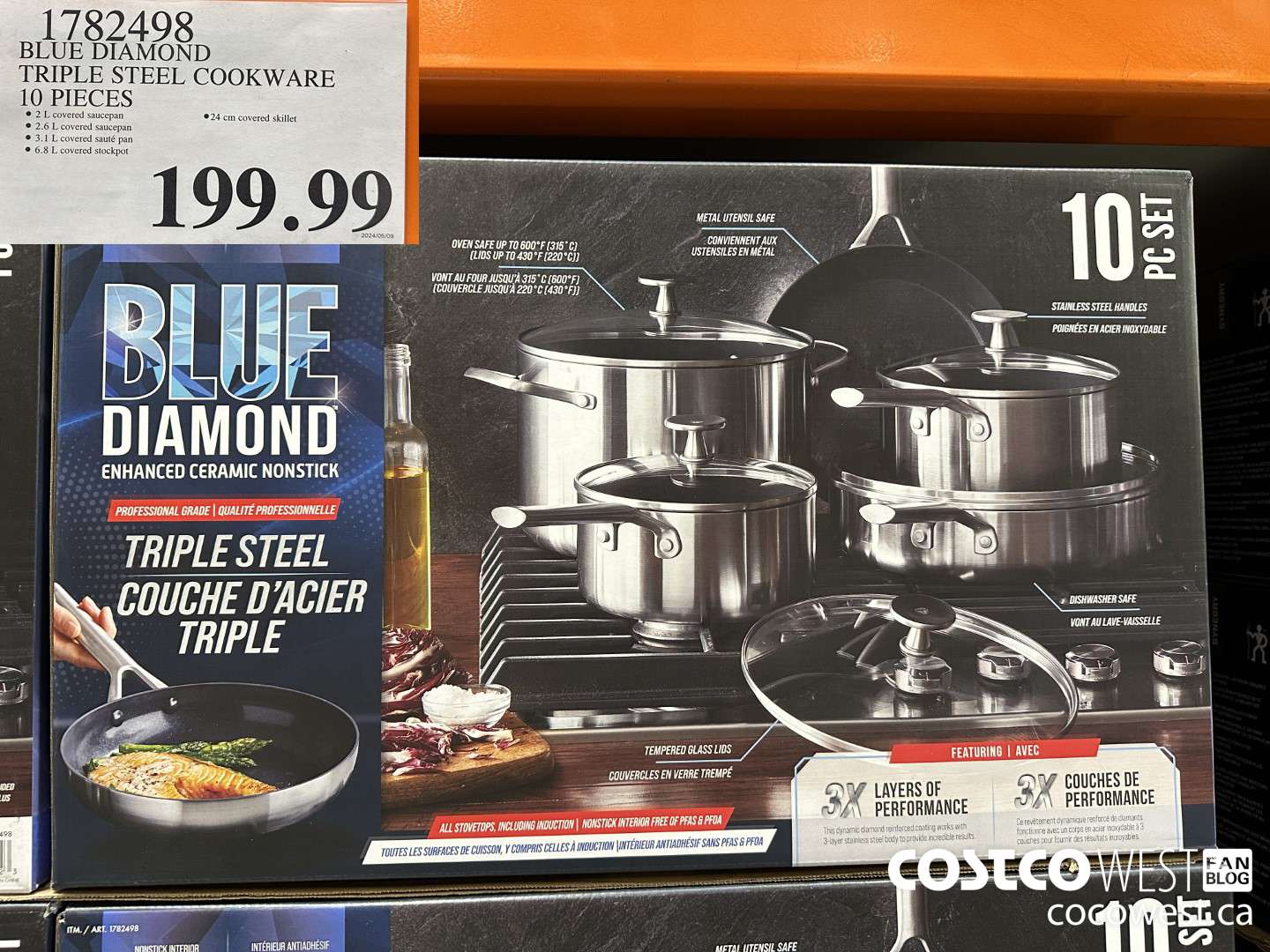1782498 BLUE DIAMOND TRIPLE STEEL COOKWARE 10 PIECES $199.99