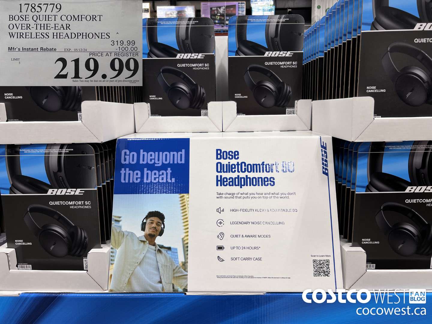 1785779 BOSE QUIET COMFORT OVER-THE-EAR WIRELESS HEADPHONES ($100.00 INSTANT SAVINGS EXPIRES ON 2024-05-12) $219.99