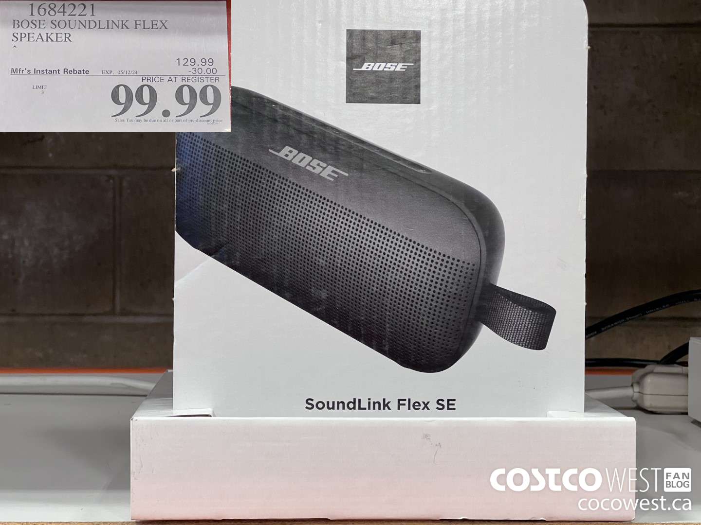 1684221 BOSE SOUNDLINK FLEX SPEAKER ($30.00 INSTANT SAVINGS EXPIRES ON 2024-05-12) $99.99